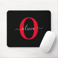 Personalised Monogram Script Name Black White Red