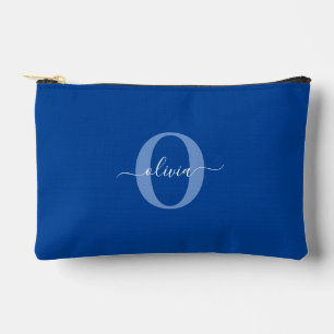 Personalised Monogram Script Name Blue White Accessory Pouch