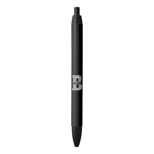 Personalised Monogram Silver Initial B Name Pen (Front Vertical)
