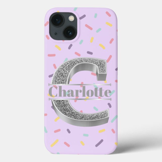 Personalised Monogram Silver Initial B Your Name Case-Mate iPhone Case (Back)