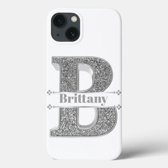 Personalised Monogram Silver Initial B Your Name   Case-Mate iPhone Case (Back)