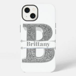 Personalised Monogram Silver Initial B Your Name iPhone 13 Case
