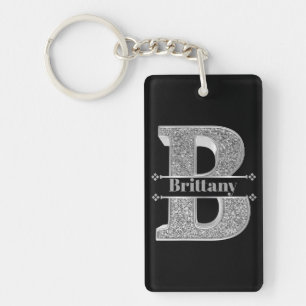 Personalised Monogram Silver Initial B Your Name Key Ring