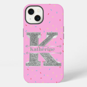 Personalised Monogram Silver Initial K Your Name iPhone 13 Case