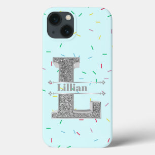 Personalised Monogram Silver Initial L Your Name iPhone 13 Case