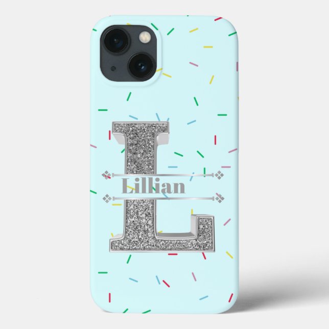 Personalised Monogram Silver Initial L Your Name   Case-Mate iPhone Case (Back)