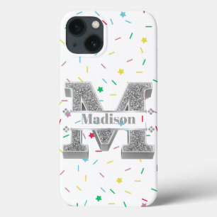 Personalised Monogram Silver Initial M Your Name   iPhone 13 Case