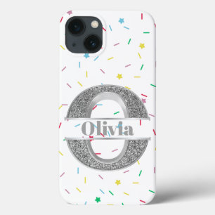 Personalised Monogram Silver Initial O Your Name   iPhone 13 Case
