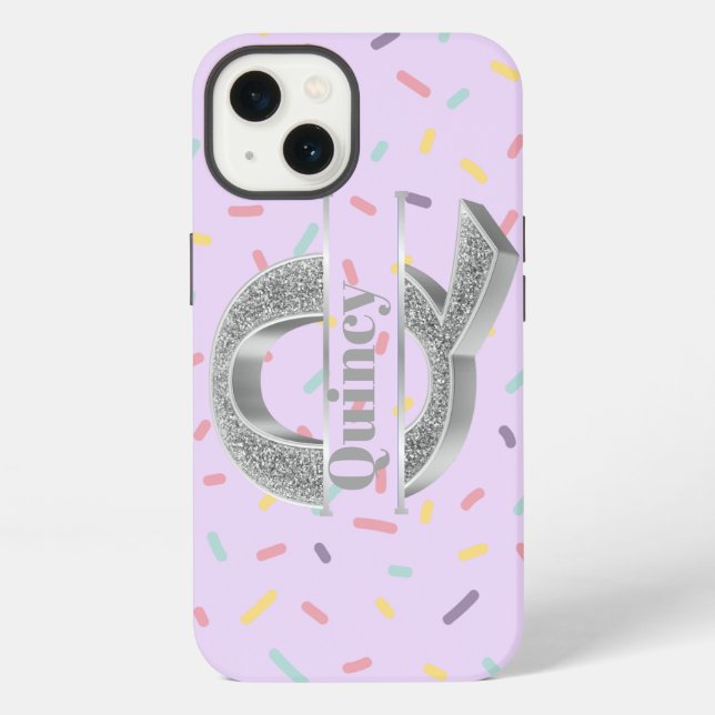 Personalised Monogram Silver Initial Q Your Name   iPhone Case (Back)