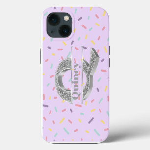 Personalised Monogram Silver Initial Q Your Name   iPhone 13 Case