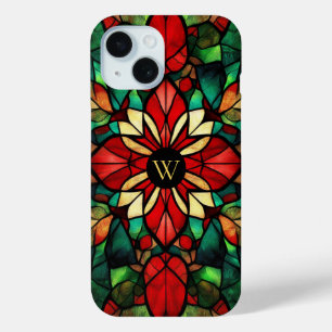 Personalised Monogram Stained Glass Christmas  iPhone 15 Case