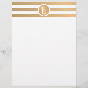 Personalised Monogram Stationary with Gold Stripes Custom Letterhead
