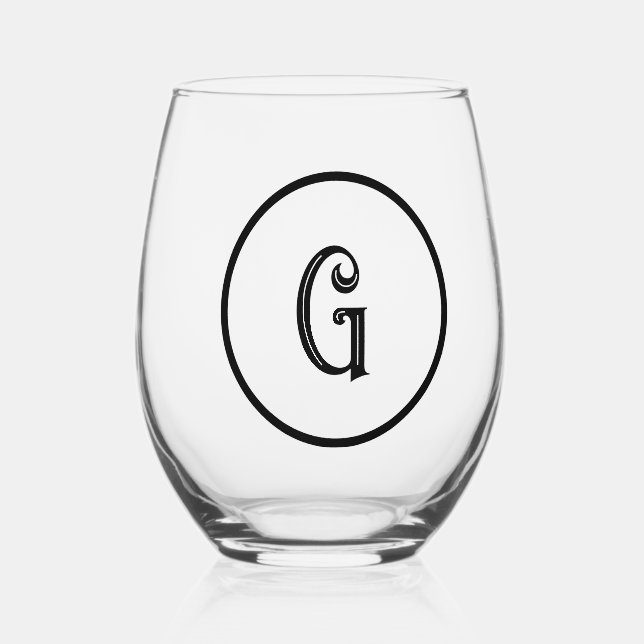 Personalised Monogram Stemless Wine Glass (Front)