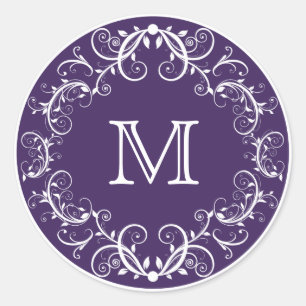 Personalised Monogram Stickers Floral Purple