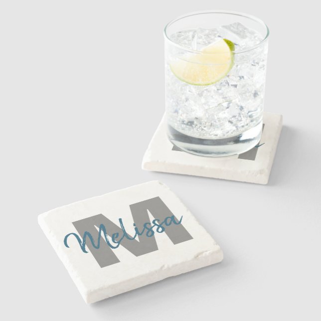 Personalised Monogram Stone Coaster (Side)