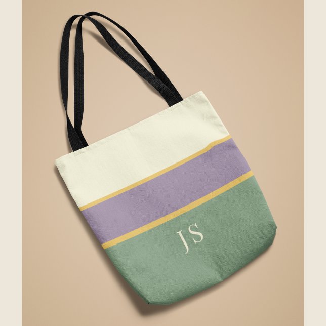 Personalised Monogram Striped Elegant Tote Bag  (Creator Uploaded)