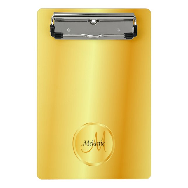Personalised Monogram Template Gold Look Elegant Mini Clipboard (Front)