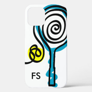 Personalised monogram tennis racket and ball iPhone 12 case