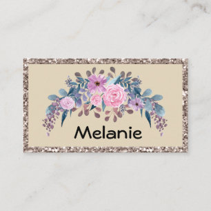Personalised monogram text watercolor flower flora business card