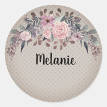Personalised monogram text watercolor flower flora