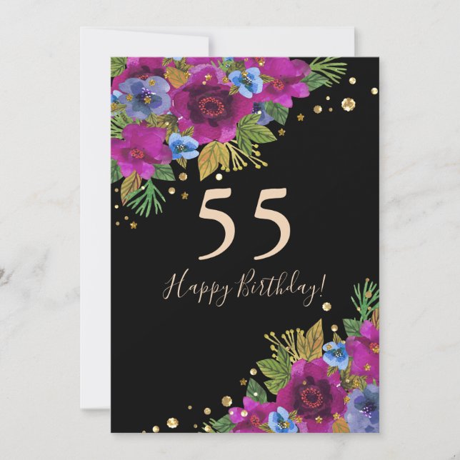 Personalised monogram text watercolor flower flora invitation (Front)
