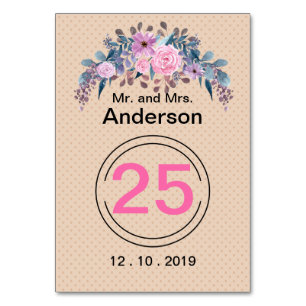 Personalised monogram text watercolor flower flora table number