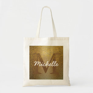 Personalised Monogram Tote Bag, Faux Gold Glitter Bag