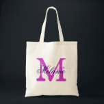 Personalised monogram tote bag | Orchid purple<br><div class="desc">Personalised name monogram tote bag | Orchid purple colour. Elegant logo design with monogrammed letter initials.  Cute vintage gift idea for bride,  flower girls,  maid of honour and bridesmaids at weddings. Stylish script typography.</div>