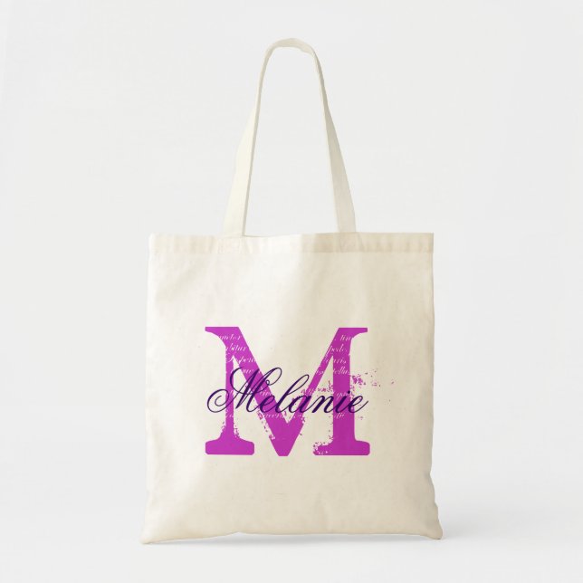 Personalised monogram tote bag | Orchid purple (Front)
