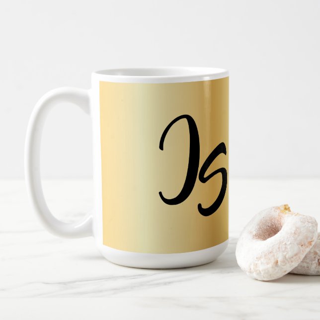 Personalised Monogram Trendy Design Gold Success Coffee Mug (With Donut)