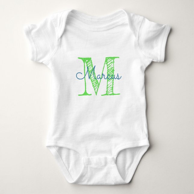 Personalised  Monogram Typography Name Baby Bodysuit (Front)