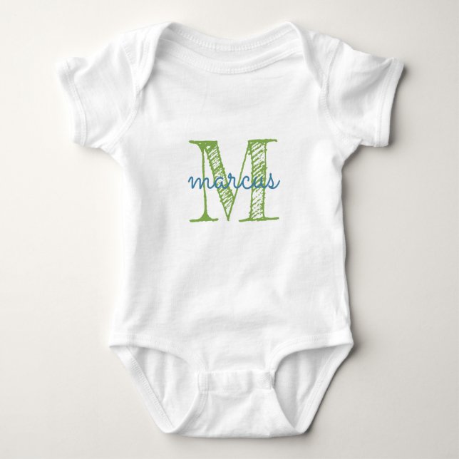 Personalised  Monogram Typography Name Baby Bodysuit (Front)