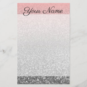 Personalised monogram vintage glitter shine pink s stationery