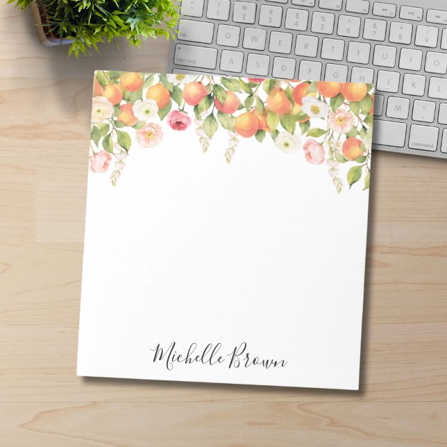 Personalised Monogram Watercolor Orange Elegant Notepad (Creator Uploaded)
