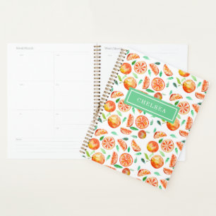 Personalised Monogram Watercolor Oranges Citrus Planner