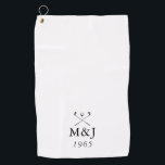Personalised Monogram Wedding Anniversary Date Golf Towel<br><div class="desc">Personalise the monogram initials and date to create a unique golf gift and keepsake for any golfer. Perfect for weddings,  anniversaries,  or any other special occassion. Designed by Thisisnotme©</div>