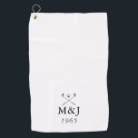 Personalised Monogram Wedding Anniversary Date Golf Towel<br><div class="desc">Personalise the monogram initials and date to create a unique golf gift and keepsake for any golfer. Perfect for weddings,  anniversaries,  or any other special occassion. Designed by Thisisnotme©</div>