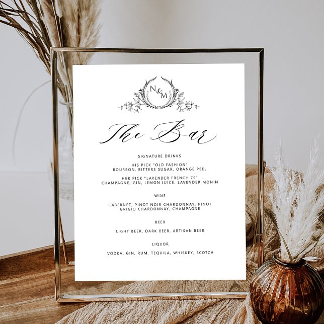 Personalised Monogram Wedding Drinks Bar Menu Sign (Creator Uploaded)