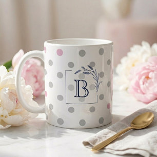 Personalised Monogram Wedding Favours – Pink & Gre Coffee Mug