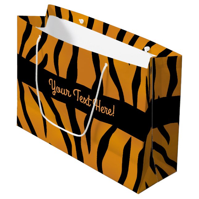 Personalised Monogram Wild Thing Tiger Stripes Large Gift Bag (Front Angled)