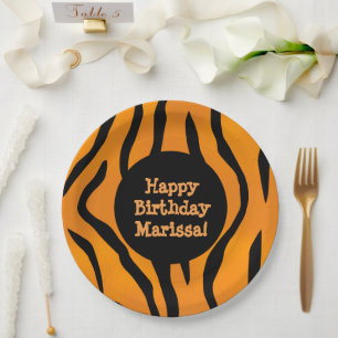 Personalised Monogram Wild Thing Tiger Stripes Paper Plate