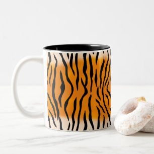 Personalised Monogram Wild Thing Tiger Stripes Two-Tone Coffee Mug