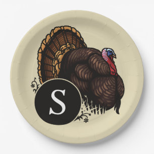 Personalised Monogram Wild Turkey Paper Plate