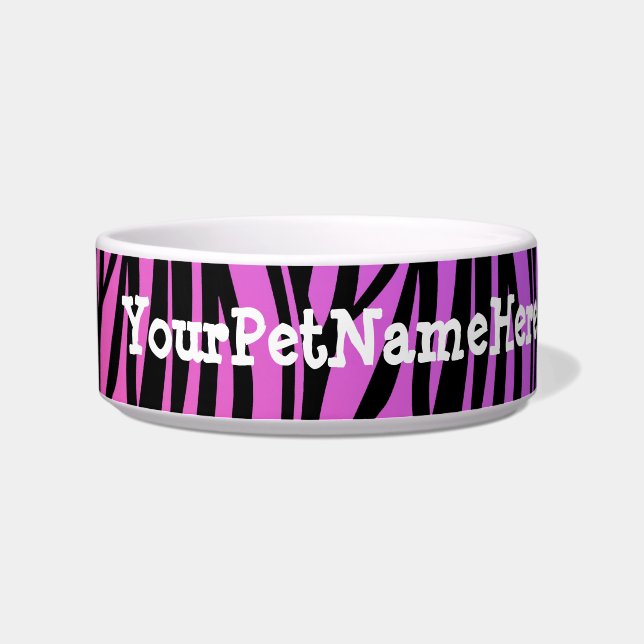 Personalised Monogram Wild Zebra Print Purple Bowl (Left)