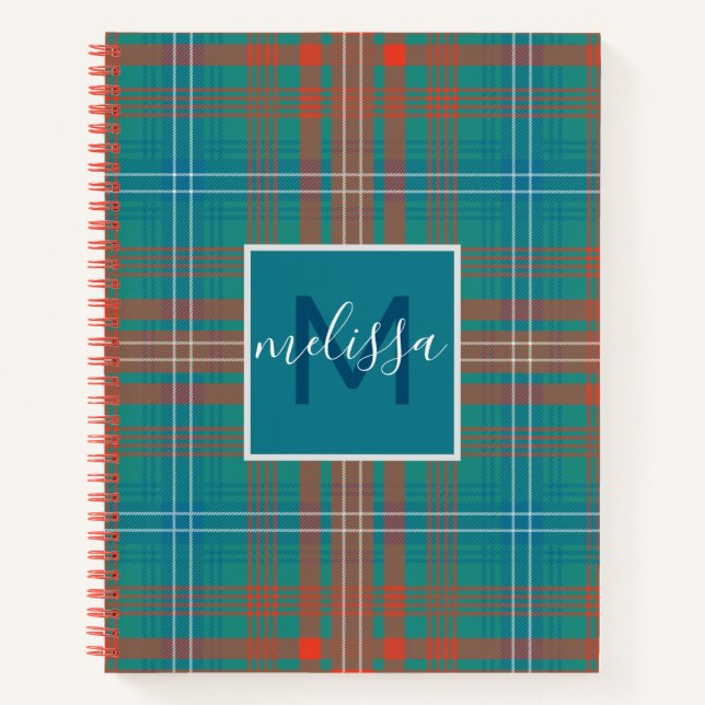 Personalised Monogram Wilson Plaid Tartan Holiday Notebook (Front)