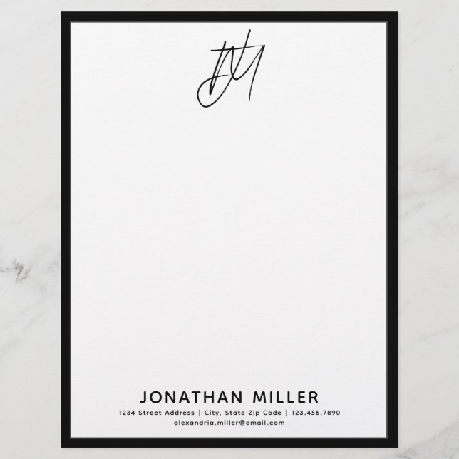 Personalised Monogram with Contact Information Custom Letterhead (Front)