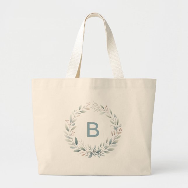 Personalised Monogram Wreath Tote Bag (Front)