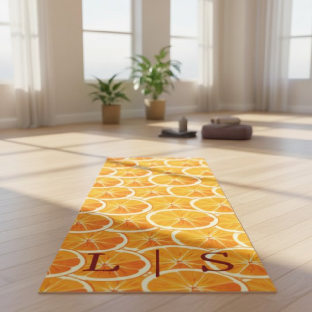 Personalised Monogram Yoga Mat with Orange Citrus  (Creator Uploaded)
