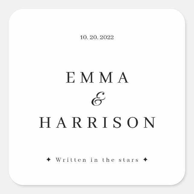 Personalised Monogram Zodiac Wedding Names Sticker (Front)