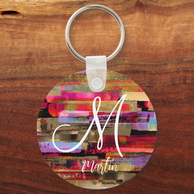 Personalised monogrammed Abstract Acrylic Keychain (Back)